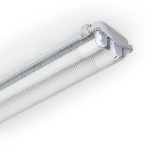 LEDKIA LIGHTING Pantalla Estanca 120cm IP65 con dos Tubos LED Cristal 18W 140lm/W 4000K Blanco Neutro G13