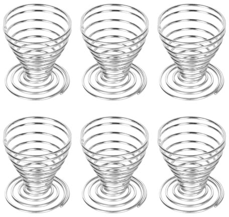 Nicear Silver Egg Cups Egg Cups Brushed Steel Wire Spiral Spring Silver Kitchen Accessories Lightweight Modern Chrome Design