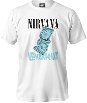 T-Shirt Homme Nirvana - Licence Officielle (FR/ES, Alpha/Lettres, L, Taille Normale, Taille Normale, Blanc)