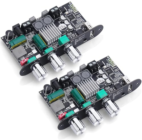 ZK-1001U Lot de 2 amplificateurs mono Bluetooth 5.3 avec circuit TWS et | Mini amplificateur audio pour haut-parleurs d'intérieur et d'extérieur avec puissance de sortie 100 W, aigus et basses