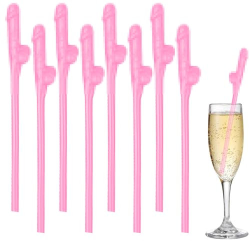 Pink Party Straws,10PCS Hen Party Naughty Drinking Straws Chick,Reusable Straws for Parties, Girls Cocktail Night Novelty Party Accessories for Bar Bachelorette Party Birthday Wedding