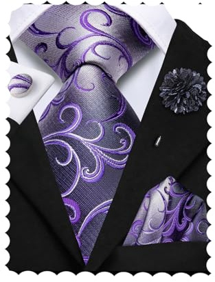 Hi-Tie Herrenkrawatte Schwarz Rosa Krawatte Blau Goldene Krawatte Grüne Krawatte Paisley-Blume Kariert Streifen Punkt Krawatten Einstecktuch Manschettenknöpfe Hochzeit Party Business Formal
