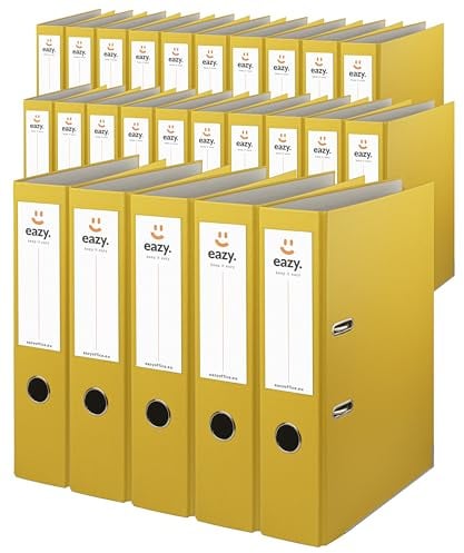 Büro-Ordner Eazy A4 | Breit, Gelb | Einfachheit, Ordnung und Langlebigkeit in zwanzig Farben und drei Breiten