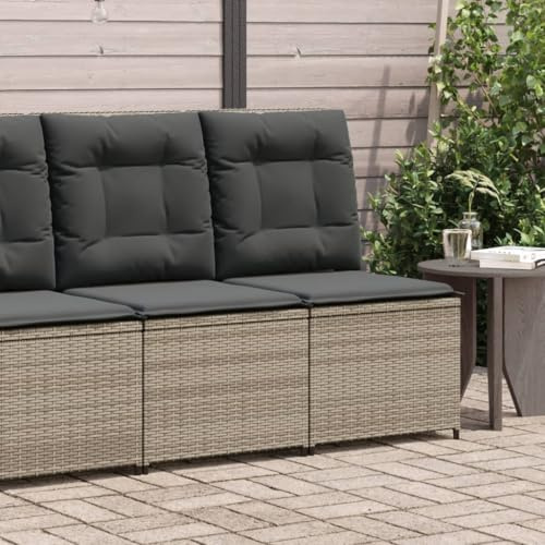 Yunovire Gartensessel mit Liegefunktion, Grau Poly Rattan, verstellbar, wetterfest, 54x67x95 cm, für Balkon, Garten, Terrasse, Robustes Outdoor Möbel