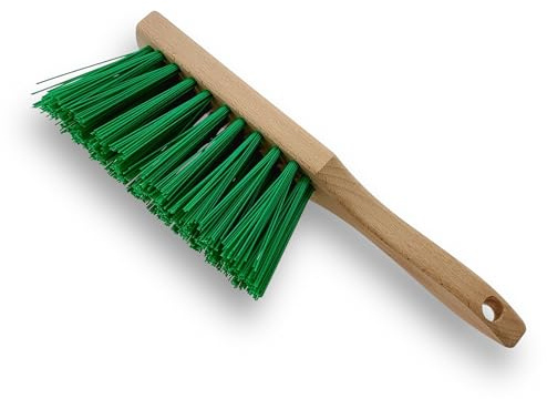 Kibros Lot 10 balayettes de Jardin PVC Vert Manche Bois 29 cm | Poils PVC durs verts, résistantes à l'usure, pour nettoyage sols extérieurs, atelier et garage.