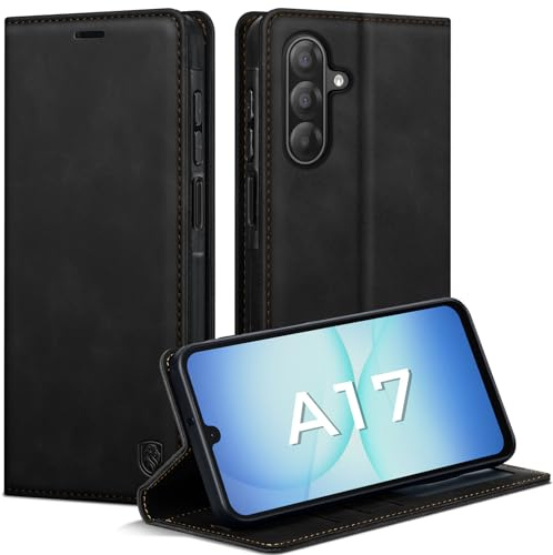 AIMOYU Handyhülle für Samsung Galaxy A17 5G Hülle, Premium Lederhülle Flip Case Magnet Tascher Kartenfach Standfunktion Klapphülle Schutzhülle für Samsung A17 5G Hülle, Schwarz