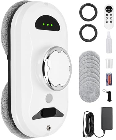 GJCrafts robot lavavetri, lavavetri elettrico per finestre da 5600 Pa con sistema di sicurezza, navigazione intelligente, rilevamento dei bordi, detergenti per vetri per tutte le superfici lisce