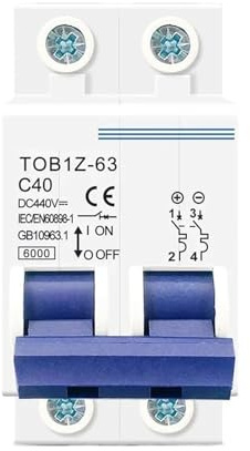 1 disjoncteur 2P 10A DC 440V MCB courbe C