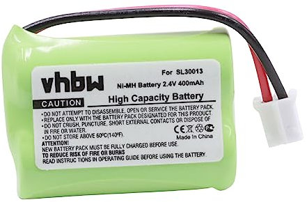 vhbw batteria compatibile con Audioline DECT 7500, 7500 Micro, 7501, 7800, 7800B, 7801 telefono fisso cordless (400mAh, 2,4V, NiMH)