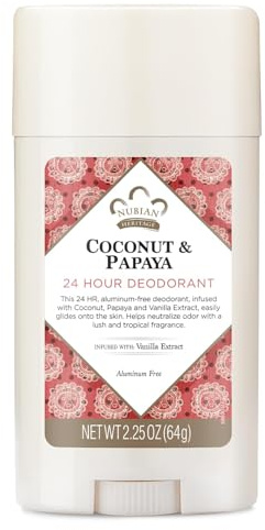 Nubian Heritage Aluminum-Free Deodorant, Coconut & Papaya – Natural Deodorant with Organic Shea Butter, Vanilla Oil, and Aloe Vera, 2.25 Oz
