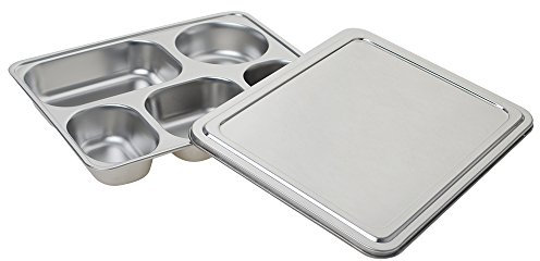 Aspire Bandeja Dividida de Acero Inoxidable 5 Secciones Dividida Bandeja Metal Comida Bandeja de Cena para Estudiantes Adultos Uso de Camping contenedor de Restaurante