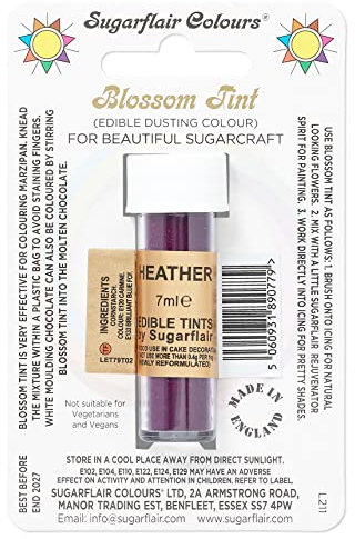 Sugarflair Blossom Tint Heather Food Colouring and Dusting Powder, Matt Finish, Brush On or Mix with Rejuvenator Spirit to Create a One of A Kind Cake - 7ml
