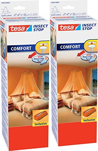 tesa 2 Stück Insect Stop Comfort Moskitonetz/Insektenschutz für Doppelbetten/Im praktischen Beutel ideal für Reisen / 125 cm x 250 cm