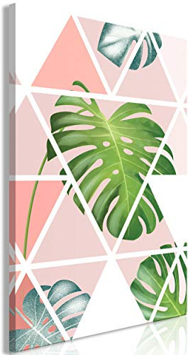 decomonkey Bilder Monstera Pflanzen 80x120 cm 1 Teilig Leinwandbilder Bild auf Leinwand Vlies Wandbild Kunstdruck Wanddeko Wand Wohnzimmer Wanddekoration Deko Tropische