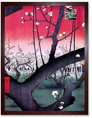 Wee Blue Coo Utagawa Hiroshige Japanese Pruneraie Kameido Art Print Framed Poster Wall Decor 12X16 Inch