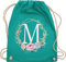 Turnbeutel Rucksack - Geschenk mit Initialen Tasche - Anfangsbuchstabe M - Buchstabe M - Unisize - Türkis - einem turnsackerl kindergarten buchstaben beutel name stoffrucksack anfangsbuchstaben