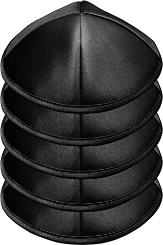 ateret yudaica Hq Color Kippah für Herren & Jungen, Yamaka Hut aus Island, Kippot Bulk. 20CM Flat Black Satin - 5er Pack