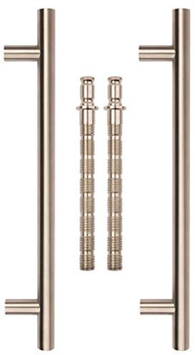 Guardsman 1000mm Overall (900mm centres) x 25mm Diameter Door Pull Handle T-Bar Straight Back to Back Fixing Satin Stainless Steel