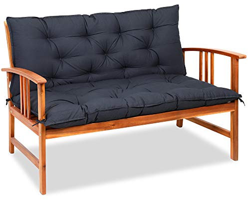 DETEX® Bankauflage Sitzkissen 55%-Baumwolle Visko-Effekt 100x100cm Rückenlehne Sitzpolster Gartenbank Bank Kissen Polster Auflage Rückenkissen Anthrazit Uni