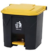 qujshop Déployage des poubelles/ordures roulées Lourdes, Poubelle en Plastique, Noir, élimination Mains Libres, Noir + Jaune (Size : 50L)