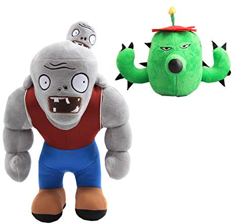 uiuoutoy 2 Stück Pflanzen and Zombies Plüsch Spielzeug Plüschtiere Größer Gargantuar Zombie Kactus Kuscheltier Puppen