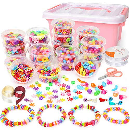 Sanlebi 2000 Stück Perlen Zum Auffädeln Kinder Schmuck Armband Basteln Bastelset Mädchen Bunte Perlen Set ab 4 5 6 Jahre