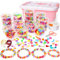 Sanlebi Niños Bricolaje Conjunto de Cuentas, 2000 PCS Abalorios para Hacer Pulseras Collares Anillos Kit Manualidades Juego de Hacer Bisuteria para Niñas
