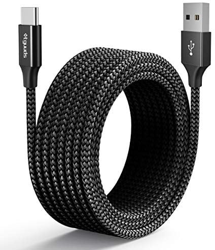 etguuds Extra-Long USB C Cable 5M, USB A to USB C Charger Cable Fast Charging Braided Lead for Samsung Galaxy S23 S22 S21 S20 S10 S9 S8 A20 A55, Huawei P20, PS5, Swith -Black