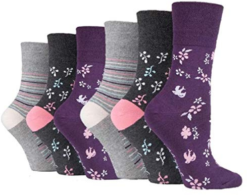 6 Pairs of Sock Shop Everyday Gentle Grip Socks Ladies 4-8 See Multi Variations and Designs (6 x RH214)