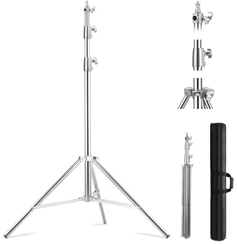 Soonpho 3m Spring Buffer Lichtstativ,Rostfreier Stahl Blitzstativ Galgenstativ mit Aufbewahrungstasche und 1/4,3/8 Zoll Adapter für Studio Videoaufnahmen, Reflektor, Licht, Softbox, Regenschirm