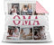 Foto-Kissen selbst gestalten - Oma wir lieben Dich - Collage mit 6 Fotos & Namen - Geschenk für die Beste Oma von Enkelkindern - inkl. Füllung, Farbkissen Rückseite Rosa, 40x40 cm