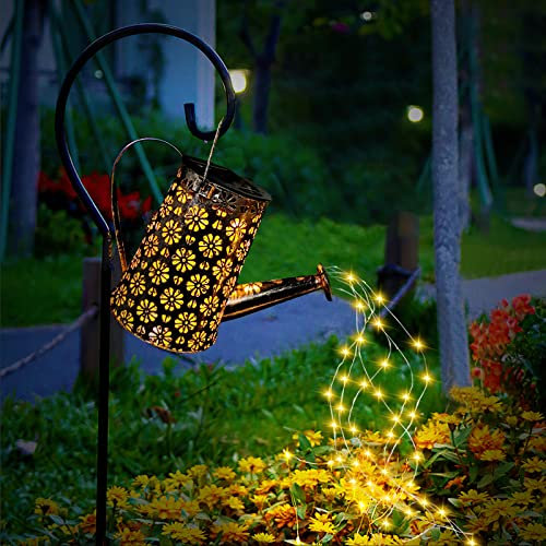 Fohil Solar Luces para Jardín con Cadena de Luces Regadera Solar Luces Decorativas Diseño de Estrellas Jardín Arte Luz LED para Camino Patio Césped Navidad Decoración