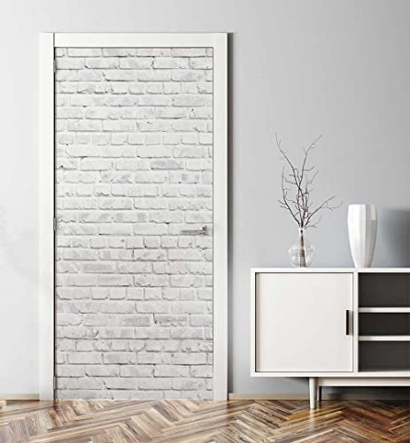 MyMaxxi - Tür bekleben mit Türtapete Türposter Türfolie Selbstklebend 90x200 Ziegelsteine weiß - Tür verschönern Türaufkleber Türklebefolie Backsteine Mauer weiß