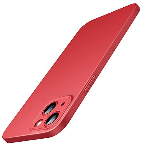 JETech Upgraded Slim (0.85 mm Thin) Case for iPhone 14 6.1-Inch, Camera Lens Cover Full Protection, Slim Fit Ultra Thin Lightweight Matte Hard PC, Support Wireless Charging (Red)