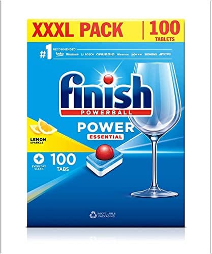 Finish Power Dishwasher Tablets, 400 Tabs, Bulk (100 x 4 pck) Lemon Sparkle, Everyday Clean and Shine
