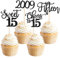 24 Stück 15. Geburtstag Cupcake Toppers Glitter Fifteen seit 2010 Sweet 15 Cupcake Picks Hello 15 Years Birthday Cake Decorations für Happy 15th Birthday Anniversary Party Schwarz