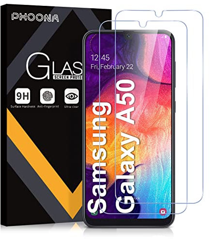 Phoona Verre Trempé pour Samsung Galaxy A50/ A50S/ A30S, 2 Pièces Film Protection écran - Anti Rayures - sans Bulles d'air -Ultra Résistant Dureté 9H Glass