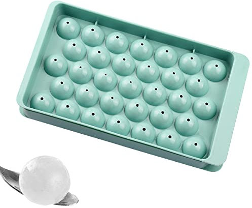 33 Ice Ball Cube Mold with Lid Jagowa Reusable Round Ice Ball Mould Household Use for Iced Coffee Cocktail Whiskey (Blue, Pink)