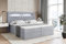 ALTDECOR Boxspringbett mit Matratze und Lattenrost, LED Boxbett, Topper, Polsterbett mit Bettkasten, Bett mit Stauraum H4-Matratze, Doppelbett, Springboxbett - Noel Gold - 180x200 - Grau Monolith