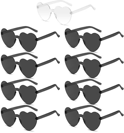 Aurasky Bride Herz Brille, JGA Partybrillen Set, 1 Braut + 8 Team Braut Brille, Bride to Be Herz Sonnenbrille, für Braut Junggesellinnenabschied Frauen Accessoires und Hochzeitsfeier (Schwarz)