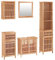 vidaXL Badmöbel Set 5 TLG., Badezimmer Möbel mit viel Stauraum, Badschränke mit Spiegel, Badspiegel Waschbeckenschrank Badezimmerschrank Wandschrank Hochschrank, Nussbaum