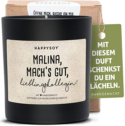 Personalisiertes Abschiedsgeschenk für Kollegin - Duftkerze mit Namen - besondere Wertschätzung - Geschenk zum Abschied, Ruhestand oder Jobwechsel - individuelles Kollegenpräsent