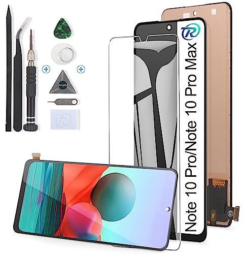 RongZy para Xiaomi Redmi Note 10 Pro/Redmi Note 10 Pro MAX Reemplazo de Pantalla Táctil LCD + Compatible con Xiaomi Redmi Note 10 Pro el Kit de Herramientas de la Pantalla de Montaje del Teléfono