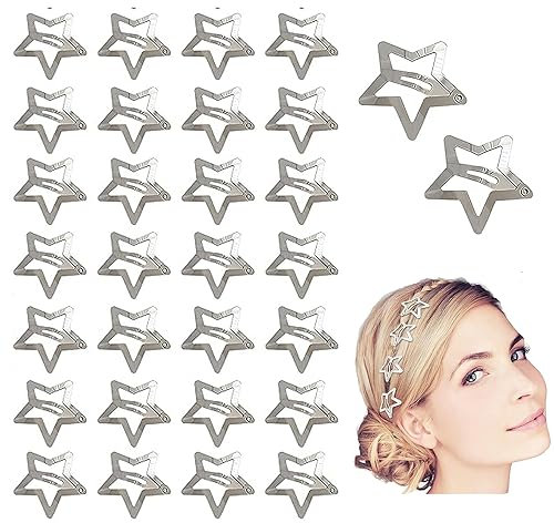 60 Pezzi Stella Mollette Capelli Clip,Forcina in Metallo,Stella Antiscivolo Fermagli Capelli,Stella Forcine per Capelli a Stella Accessori per Donne Ragazze Bambina