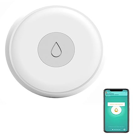 kyaoayo Smart Wassermelder, Wasseralarm, kompakter Überschwemmungssensor mit App-Warnung, Leck Tropf-Alarm mit E-Mail, Wireless-Detektor für Haus, Küchen, Keller