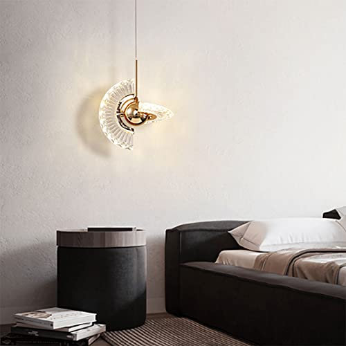WENKA Bedside Rotating Crystal Pendant Light Modern Minimalist Flying Saucer Crystal Chandelier Personalised Creative Bedroom Dining Room Bar Small Hanging Lamp The New