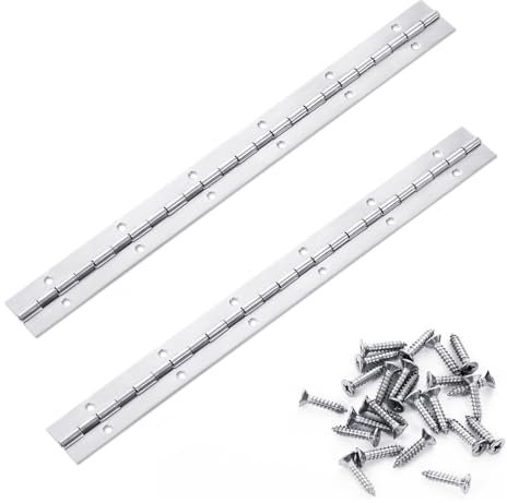 YTOOK 30cm Klavierband Edelstahl, 2 Stück Klavierscharnier mit 24 Schrauben, Strapazierfähig Poliert Klavierband Scharnier für Klaviere, Schranktüren, Bootsschränke Aufbewahrungs Box (Silber)