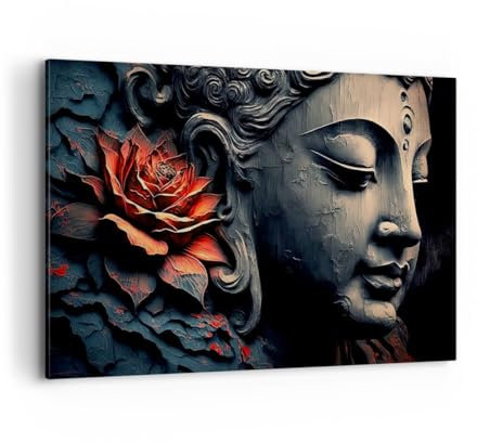 Wandbilder Dekoration Wohnzimmer Buddha Indien Meditation Bilder auf Leinwand 120x80cm Leinwandbild Schlafzimmer Küche Deko Wand Kunstdruck Art Groß XXL Wanddeko Bild Wall Decor Canvas AA120x80-5790