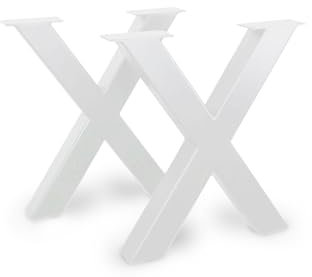 modernLOFTart Tischkufen Weiß XP 80x80 mm - Tischbeine Metall Profil Sandgestrahlt und Pulverbeschichtet - Tischgestell Breite 76cm, Höhe 72cm - Industrial Loft