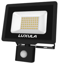 LUXULA LED Außenstrahler Fluter mit Bewegungsmelder, 50 W, 5000 lm, 3000 K (warmweiß), IP65